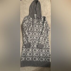 Calvin Klein Wool blend color gray size medium hooded sweater dress